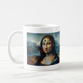 Futuristische Mona Lisa AI Kunst Mok