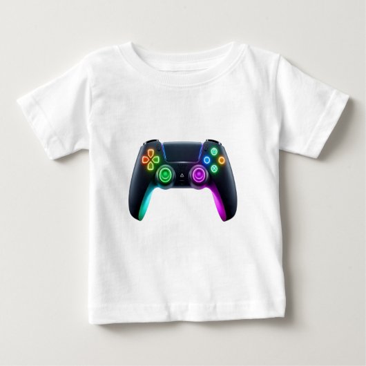 Futuristische Neon Gaming Controller Logo T-shirt (Voorkant)