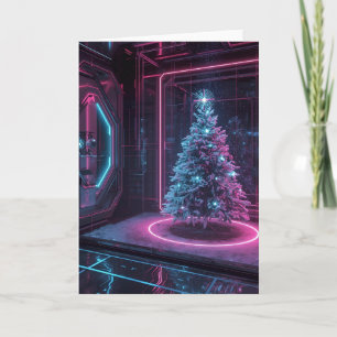 Futuristische Neon Kerstmis Kaart