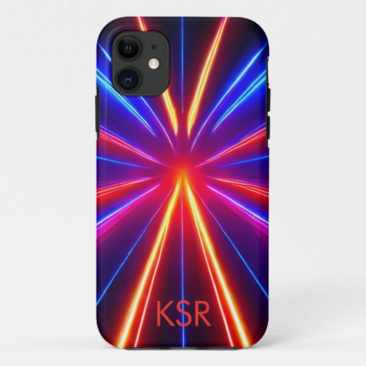Futuristische neon laser lichtbundels monogram Case-Mate iPhone case (Achterkant)