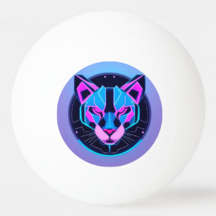 Futuristische neon panter Gezicht in geometrische Pingpongballen