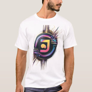 Futuristische Neon Tech Logo – Digitale kunstprint T-shirt