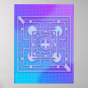 Futuristische neon vaporwave Abstract geometrisch Poster