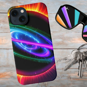 Futuristische neonneonnevel iPhone 13 hoesje