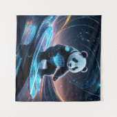 Futuristische Panda Surfen Stardust Golven Wandkleed (Voorkant (horizontaal))