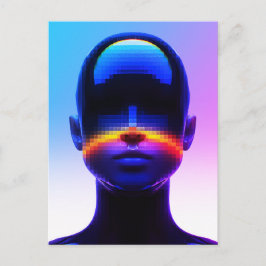 Futuristische Pixel Art Portrait – Digitaal Abstra Briefkaart