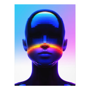 Futuristische Pixel Art Portrait – Digitaal Abstra Foto Afdruk