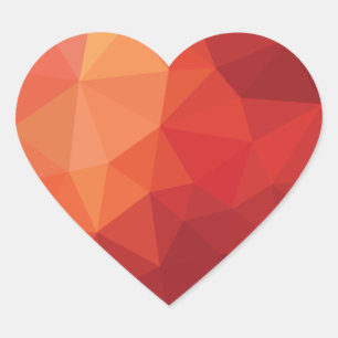 Futuristische polygonale textuur rood hart sticker