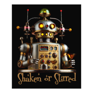 Futuristische Robot Bartender "Geschud of Geroerd" Foto Afdruk