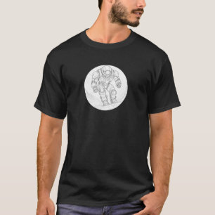 Futuristische Robot Line Art T-shirt – Sci-Fi Mech