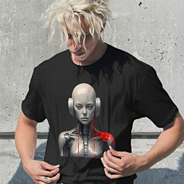 Futuristische Robot Meisje in Retro Art Stijl T-shirt
