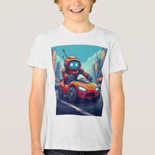 Futuristische Robot Rode Auto Neon Stad Kinderen � Tri-Blend Shirt