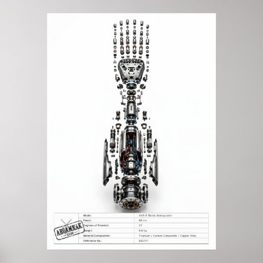 Futuristische Robotische Arm Geëxplodeerd Poster (Voorkant)