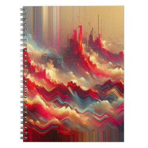 Futuristische Rode Abstracte Stad Notitieboek