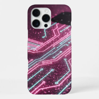 Futuristische Roze Glitter Cyber Circuit iPhone 16 Pro Max Hoesje