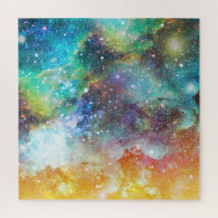 Futuristische ruimte, sterrennevel achtergrond. legpuzzel