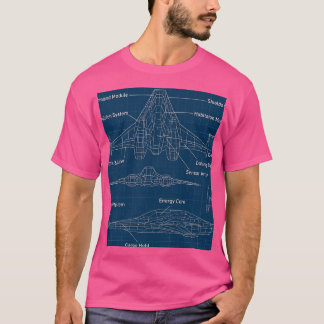 Futuristische ruimtevaartuig Blauwdruk Kunst T-shirt