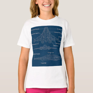 Futuristische ruimtevaartuig Blauwdruk Kunst T-shirt