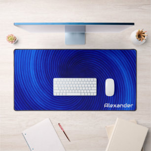Futuristische Sci Fi Neon Blue Swirls Custom Gamin Bureaumat