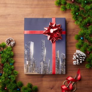 Futuristische Science-Fictionstad Weerkaatst in Wo Cadeaupapier