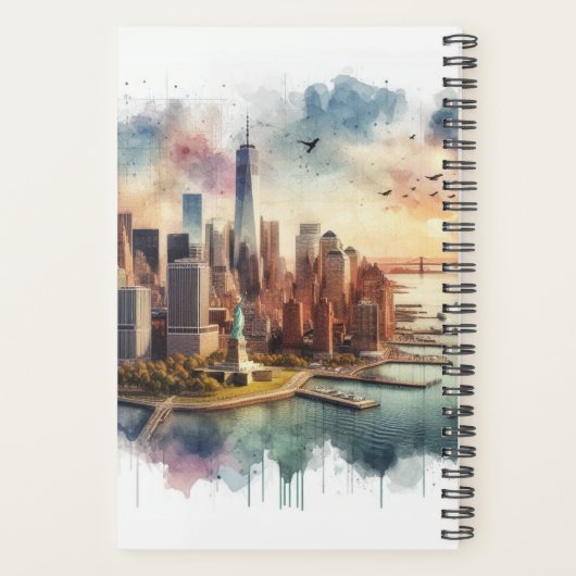 Futuristische skyline van New York en vrijheid Planner (Achterkant)