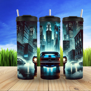 Futuristische spier auto gloed thermosbeker