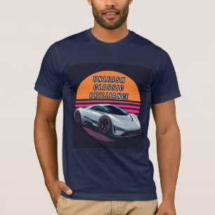 Futuristische sportauto en motivatiequote t-shirt