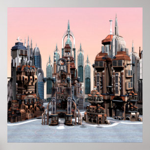 Futuristische stad poster