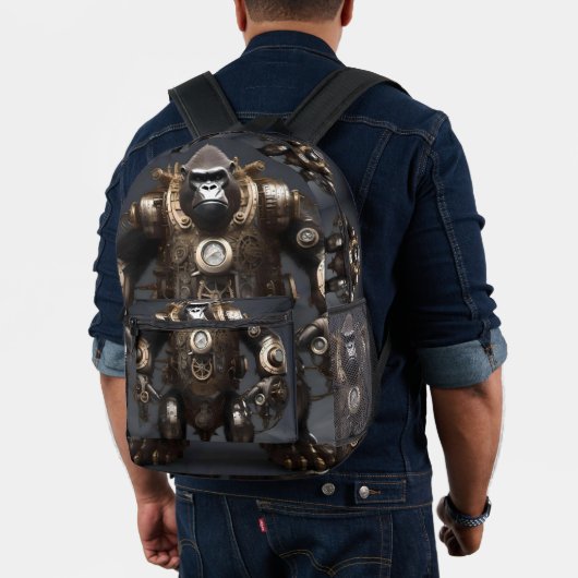 Futuristische Steampunked Gorilla, Bedrukte Rugzak (Insitu (model))