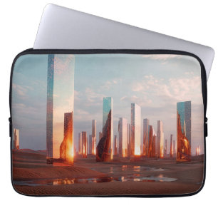 Futuristische Surrealistische Spiegeltorens In Woe Laptop Sleeve