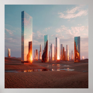 Futuristische Surrealistische Spiegeltorens In Woe Poster