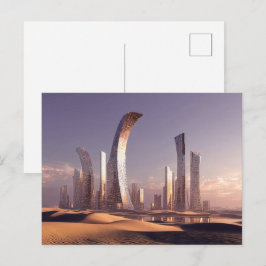 Futuristische Surrealistische Wolkenkrabbers In Wo Briefkaart