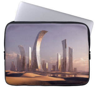 Futuristische Surrealistische Wolkenkrabbers In Wo Laptop Sleeve