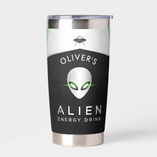 Futuristische UFO & Alien Hoofd Geïsoleerde Drinkbeker