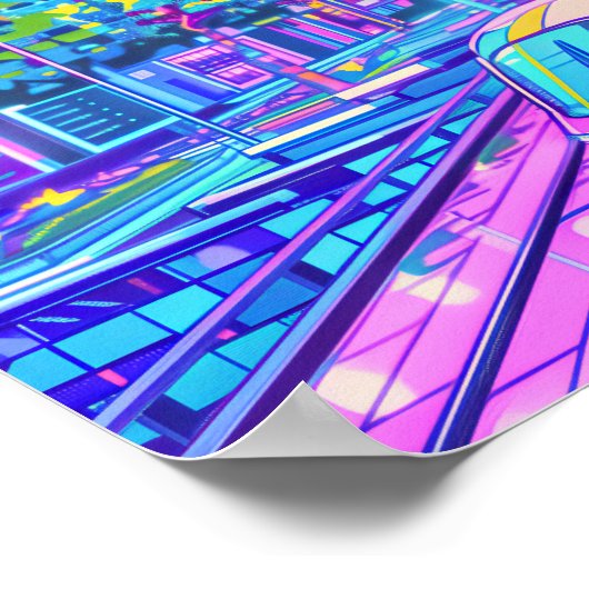 Futuristische vliegende auto's Landschap Poster (Hoek)