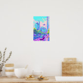 Futuristische vliegende auto's Landschap Poster (Keuken)