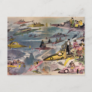  futuristische vliegmachines Kleurkunst Briefkaart
