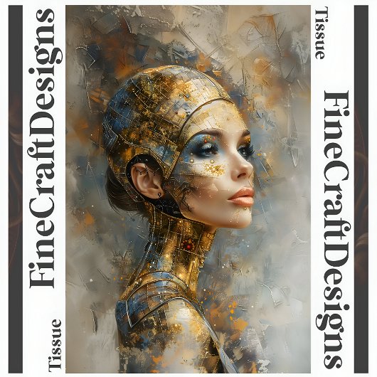Futuristische Vrouw Olieverfschilderij Decoupage R Tissuepapier