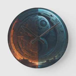 Futuristische wandklok Yin Yang Ronde Klok