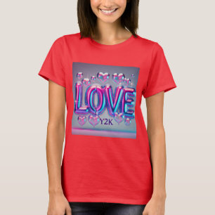 Futuristische Y2K holografische liefde T-shirt