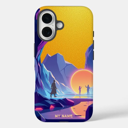 Futuristische zonsondergang in Crystal Valley Case-Mate iPhone Case (Achterkant)