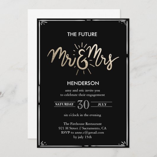 Futurs M. et Mme Engagement Invitation (Devant / Derrière)