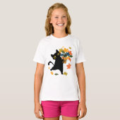 fuuny black Cat Leaf Fall Hello Autumn T-shirt (Voorkant volledig)