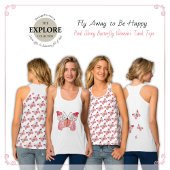 Fuyez pour être heureux Débardeur papillon rose br