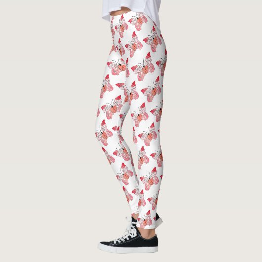 Fuyez pour être heureux Pink Butterfly Leggings (Gauche)