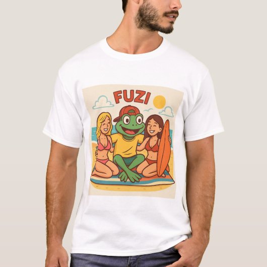 FUZI – Strandvibes | Summer Cartoon Frog T-shirt (Voorkant)