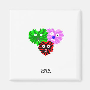 Fuzzies cardiaques - Magnet Carré de 2 pouces