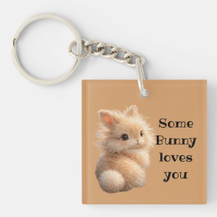 Fuzzige konijn sleutelhanger
