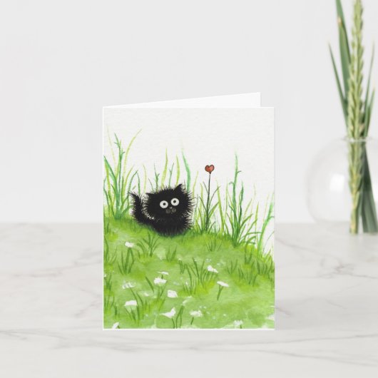 Fuzzy Black Cat van Bihrle Blank Kaart (Voorkant)
