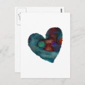 Fuzzy Blue Heart Briefkaart (Voorkant / Achterkant)